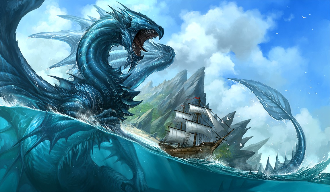 Нападение водного дракона на корабль